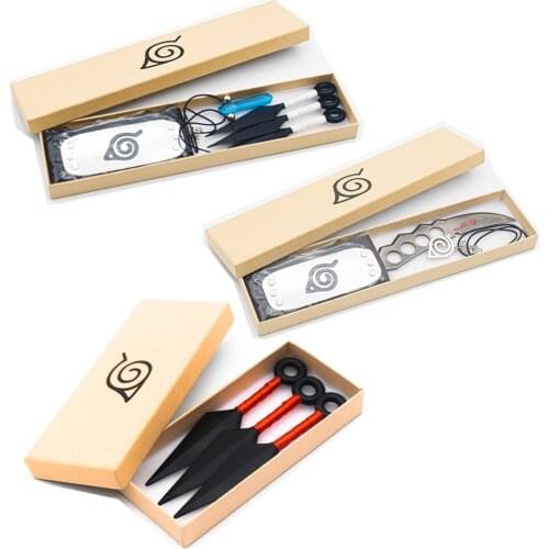 Naruto Kunai and Shuriken Set Weapon Pack Gloves Shoes Headbands Necklace ABS Cosplay Toy Figures Anime Ring Toys Kids Gift