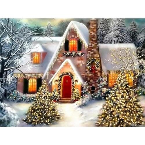 5D Diamond Painting Kits Christmas Landscape Full Round With AB Drill Embroidery House Home Art Decor Unique Handicraft Gift