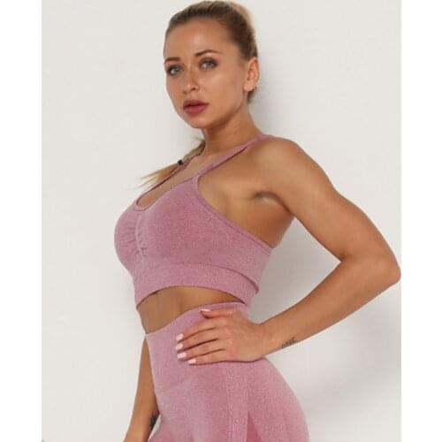 Solid Seamless Sports Fitness Womens Running Top Womens Training Pad Yoga Bra High Impact Sportswear Fitness Top