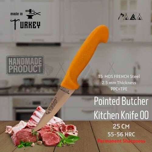 ATASAN Gold Series Pointed Butcher Kitchen Knife 00 Steak Meat Handmade High Quality Professional Stainless Steel Chefs Knives