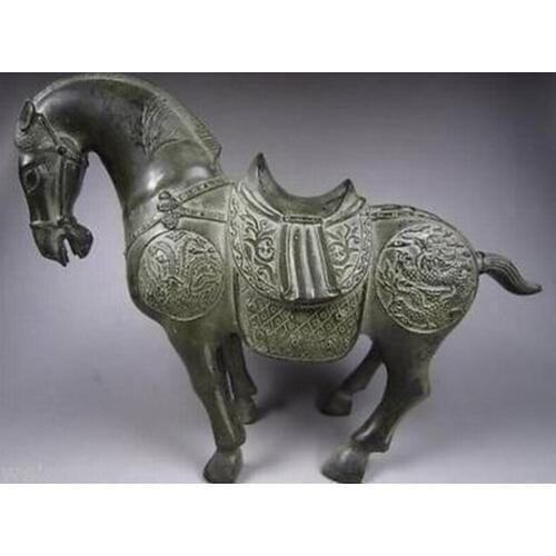 Excellent Chinese Bronze Horse Statue Carved With Dragon Sculpture Free Shipping