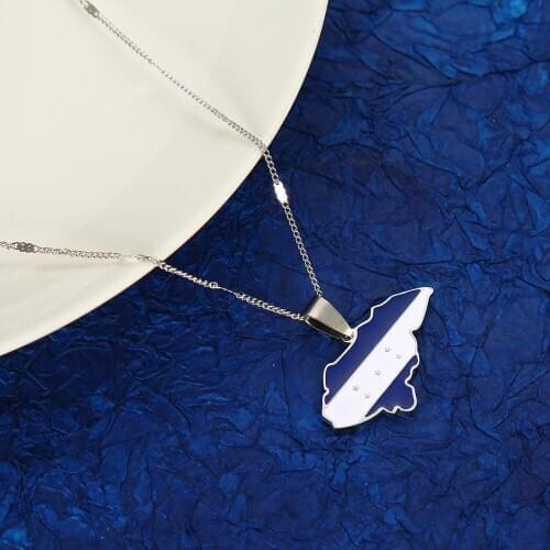 Stainless Steel Honduras Map Pendant Necklace Enamel Honduras Map Chain Jewelry