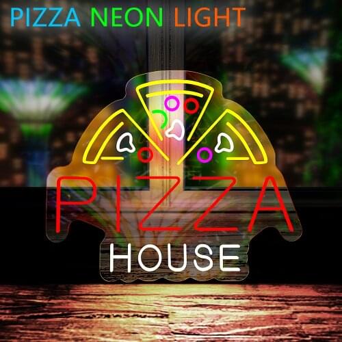 Pizza Shop Logo Neon Custom Sign LED Light Bar Store Club Restaurant Eating and Drinking Food Party Recreation City Wall Decor