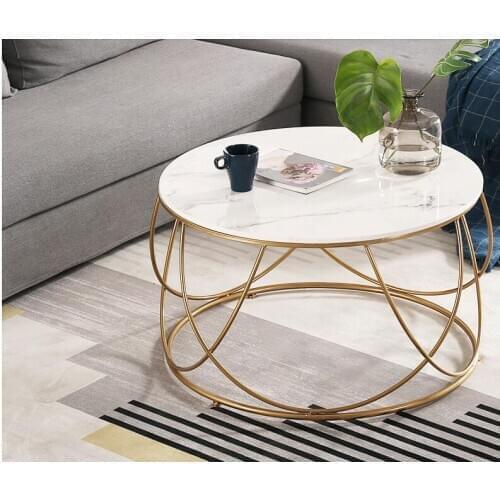 Marble coffee table Nordic iron balcony light luxury table