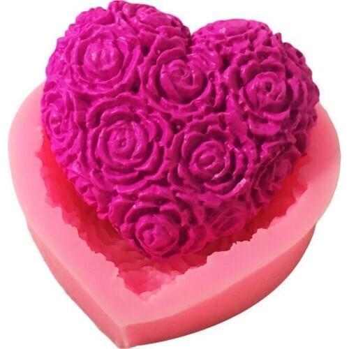 200pcs Lovely Heart Rose Flower Silicone Soap Mold DIY Fondant Cake Form Soap Making Supplies 3d Handmade Decorating Mould Tools