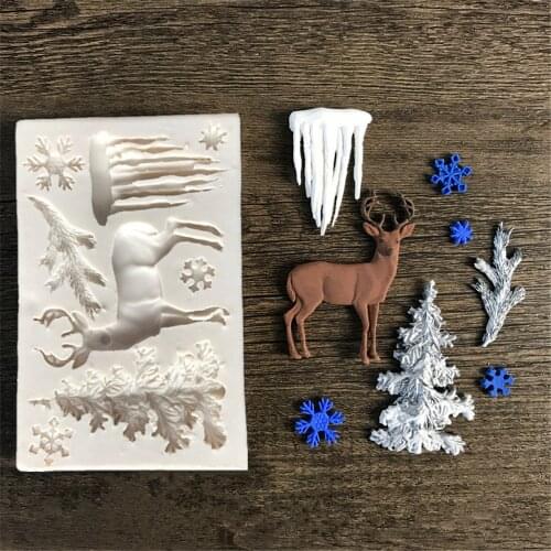 Elk/Glacier/Christmas Tree Fondant Cake Silicone Mold Chocolate Candy Molds Cookies Pastry Biscuits Mould Cake Baking Tools