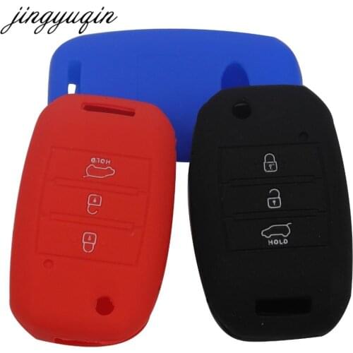 Jingyuqin Silicone Flip Folding Key Case For KIA Sid Rio Soul Sportage Ceed Sorento Cerato K2 K3 K4 K5 key Set Remote Cover