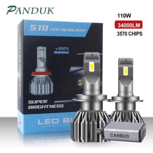 PANDUK H7 H4 Led Canbus 110W 34000LM Led Headlight Bulb H1 H8 H11 H9 9005 Hb3 Hb4 9012 6000K 12V Led Bulb Turbo Lamp for Car