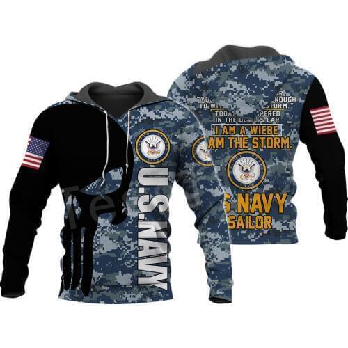 Tessffel America Marine Camo Skull Pullover Soldier Army NewFashion Harajuku 3DPrint Zip/Hoodie/Sweatshirt/Jacket/Men/Women B-15
