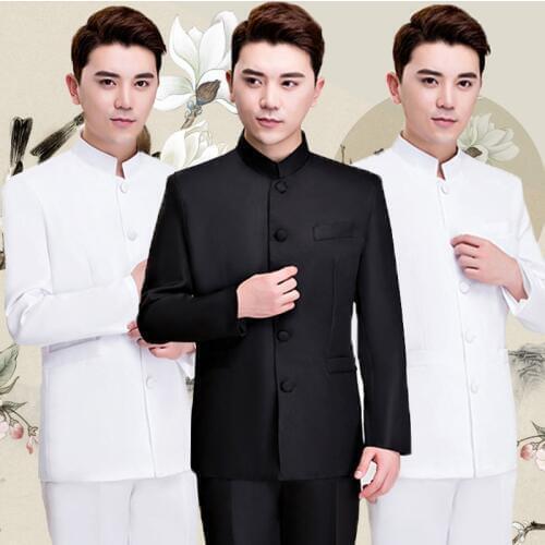 Chinese Ancient Men Stand Collar Clothing Slim Tunic Suit MenS Stage Costume Men Suits For Wedding Costume Homme Mariage SL1538