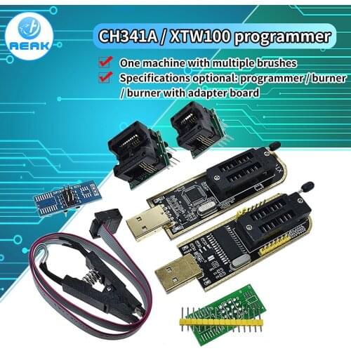 CH341A XTW100 24 25 Series EEPROM Flash BIOS CH341 USB Programmer Module + SOIC8 SOP8 Test Clip For EEPROM 93CXX / 25CXX / 24CXX