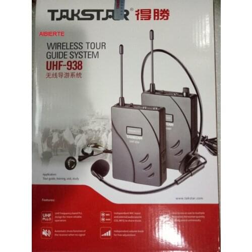 High Quality Takstar UHF-938/UHF938 Wireless Tour Guide System UHF frequency wireless mic Transmitter+Receiver+MIC+earphone