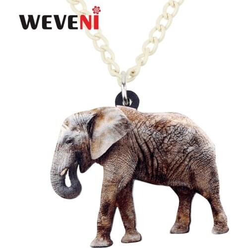 WEVENI Acrylic Happy Waking Elephant Necklace Pendant Chain Choker African Jungle Animal Jewelry For Women Girls Party Wholesale