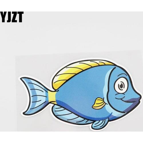 YJZT 15CMX8.8CM Blue Coral Fish Car Sticker Marine Organism Pvc Decal Decorate 13A-0128