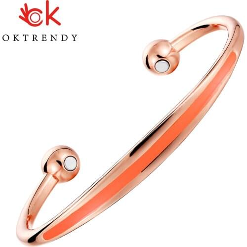 OKtrendy Bangles Jewelry Enamel Cuff Bangle For Girls Copper Magnetic Therapy Bracelet Gold Plating Opening Bangles Gift Jewelry