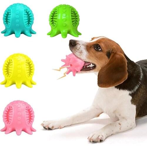 Dog Toy Chewy Octopus Ball Molar Teeth Training Sounding Tooth Cleaning Elasticity Pets Interactive Toys Rubber Pets Accessories