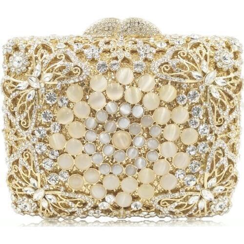 Gold crystal diamond clutch small purse for wedding/cocktail/party/banquet gift bag for Girlfriend dress evening bags handbag