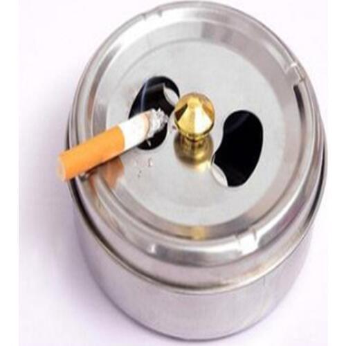 1PCS Home New Practical Smoking Accessories Stainless Steel Ashtray Lid Rotation Fully Enclosed Home Gadgets