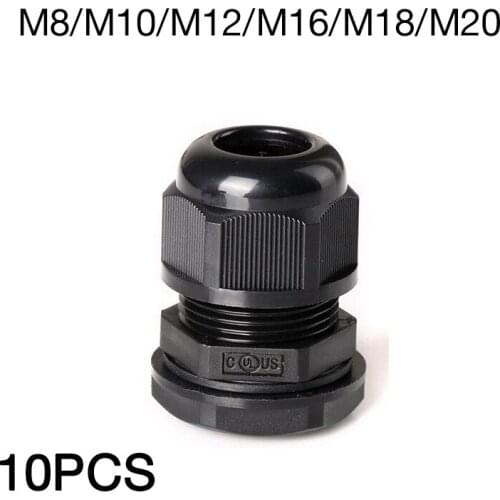 10pcs IP68 M12 for 3-6.5mm M8 M10 M16 M18 Wire Cable White Waterproof Nylon Plastic Cable Gland Connector high quality