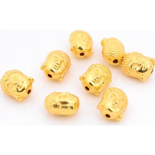 10pcs/lot 11x9x8mm Gold Color Plated Buddha statue Beads Charms Pendant DIY Handmade Jewelry Accessories