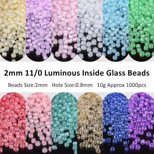 2mm Luminous Inside Colors Glass Beads 11/0 Glossy Czech Round Seedbeads For Jewelry Making Necklace Bracelet Diy Accessories