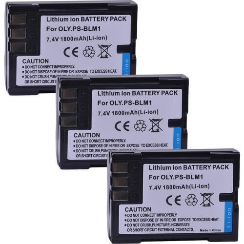 3pc PS-BLM1 PS BLM1 BLM-1 1800mAH Rechargeable Li-ion Battery for Olympus EVOLT E-300 E-330 E-500 E-510 C-5060 C-7070 C-8080 E-1