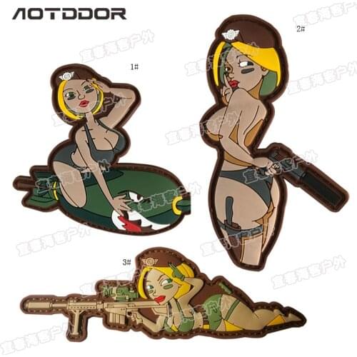 3D PVC Girl Patch Sexy Tactical Military Decorative Patches Fly Bomb Combat Rubber Badges Hook patches