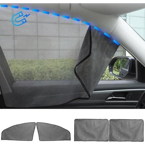 4Pcs 7D Car Window Sunshades Universal Magnetic Sun Glare Protection Curtain Front Rear Window Shades for Toddler Kid Adult
