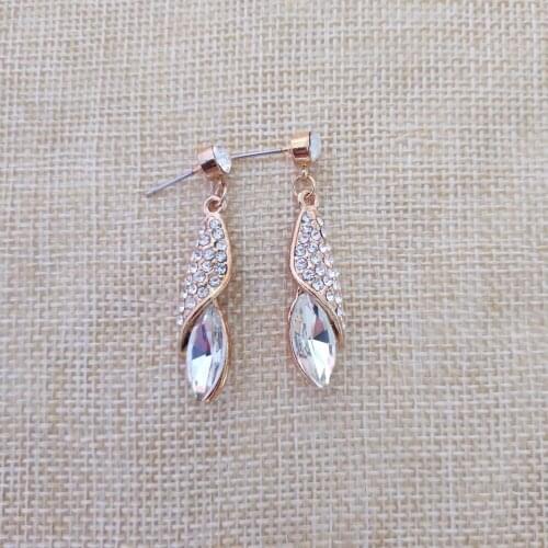 925 sterling silver crystal earrings women fashion Fine jewelry gold white wedding earrings jewelry accessories E0167