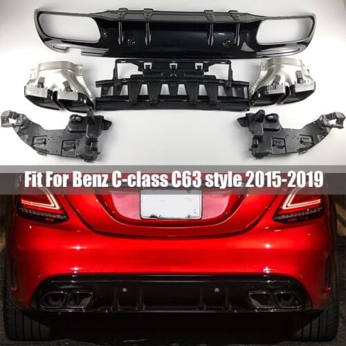 ABS GLOSS BLACK REAR BUMPER LIP FIT FOR BENZ C CLASS W205 C63 C43 2015 2016 2017 2018 2019
