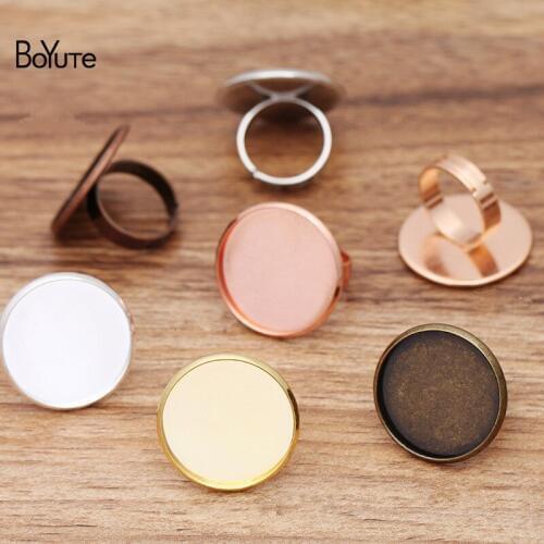 BoYuTe (20 Pieces/Lot) Fit 25MM Cabochon Ring Base Tray Metal Brass Diy Adjustable Ring Blanks Jewelry Accessories