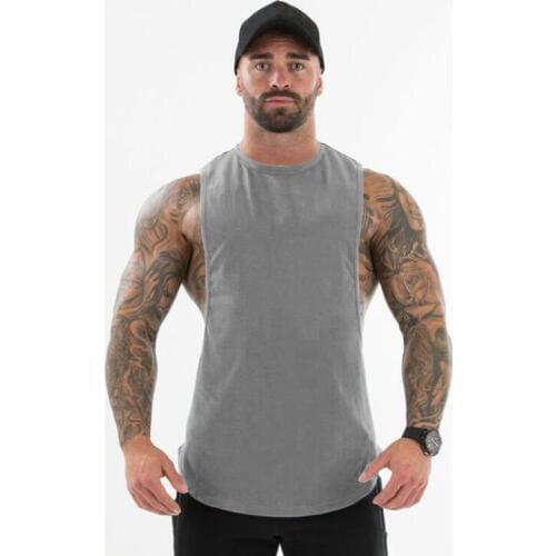Brand Bodybuilding Clothing Fitness Mens Flow Cut Off T-shirts Gym Dropped Armholes Tank Tops Workout Sleeveless Vest Tanktop