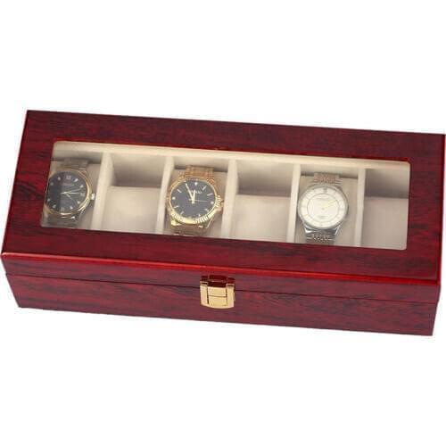 6 Slots Classy Watch Box Luxury Wristwatch Display Case Storage Organizer with Glass Top for Women Men Gifts