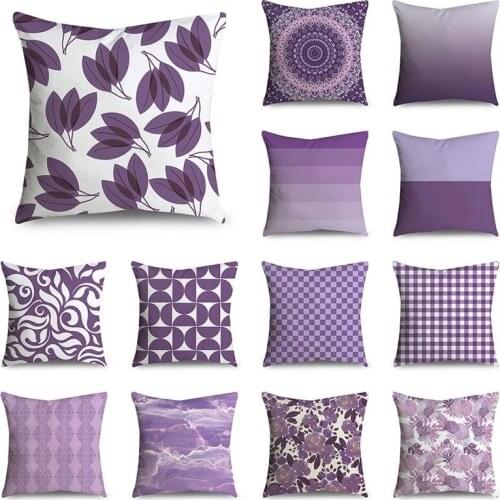 Purple pattern Decorative Cushion Cover Floral Pillow Case For Car Sofa Decor Pillowcase Home Pillows 45x45cm decorative pillows