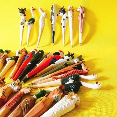 Discount~30 pcs wood animal ballpoint pen/stationery for Birthday/for kindergarten handcraft material/gift present for kids