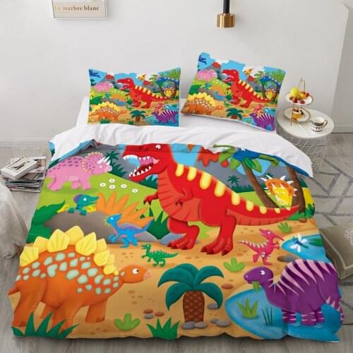 Kids Bedding Set for baby cartoon Bed linen set for home duvet cover flat sheet family sets Euro holiday set Jurassic park