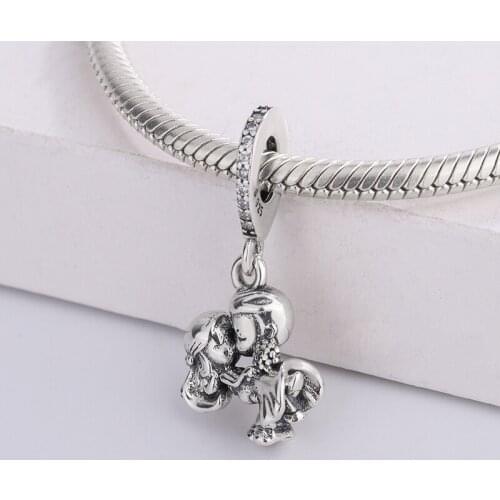 For Pandora 925 Sterling Silver Couple Dangle Charms Lover Designers Charm Bracelet Valentines Day Present DIY Jewelry Making