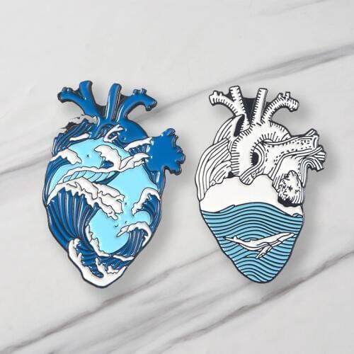 Tree Stump Enamel Brooches whale Sea Pins For Clothes Bag Punk Jewelry Gift For Friends Kids
