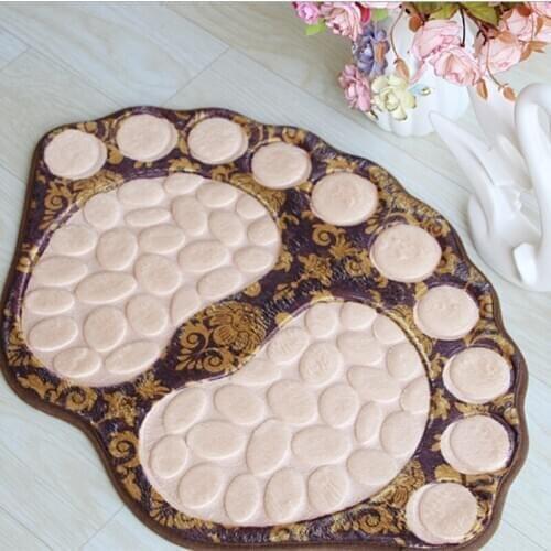 Pebbles Printed Door Mats Flannel Foot-shaped Door Carpets Home Decor Bathroom Door Absorbent Non-slip Mats Kid‘s Room Chair Mat