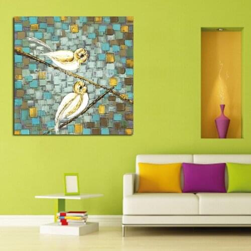 Birds Oil Painting Art Gift 100% Handmade Modern Abstract Canvas Oil Painting Wall Art Gift Home Decoration No Frame