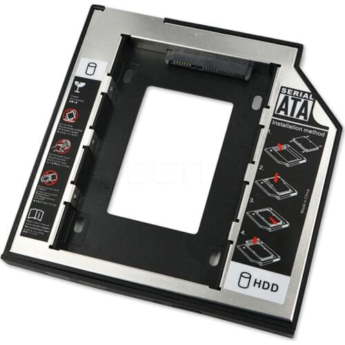 Kebidu Universal 2nd HDD Caddy 9.5mm SATA 3.0 Optibay For 7/9/9.5mm 2.5" SSD CD DVD Driver to HDD Case Enclosure Laptop CD-ROM