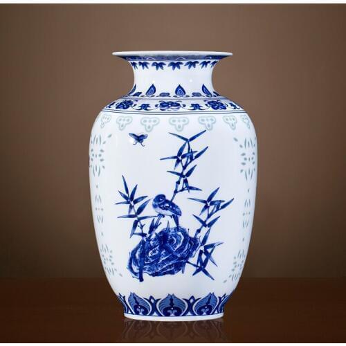 Jingdezhen Ceramics Fine Bone China Blue and White Porcelain Small Vase Flower Arrangement
