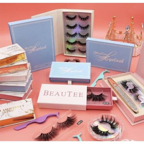 Make Your Own Brand Logo Mink Lash Packaging Box Custom Rectangular Eyelash Case Luxury Glitter Inside Box 100/300pcs Custom