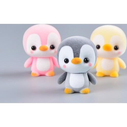 Koteta Lovely Mini Flocking Penguin Animal Action Figure Mini Toys for Children Collection Toy Desk Decor Kids Christmas Gift