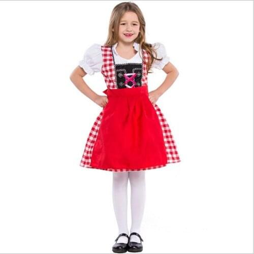 Hot Selling Kid Girl Oktoberfest Costume Halloween Cosplay Beer Maid Costume Beer Girl Festival French Maid Dresse