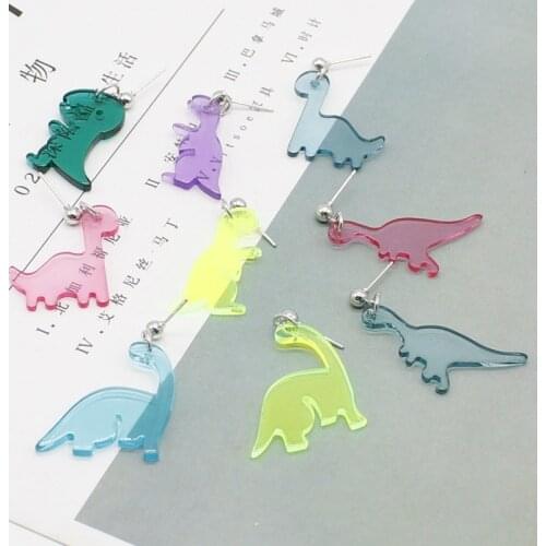 Cute cartoon acrylic dinosaur pendant earrings girl animal accessories Harajuku style birthday gift jewelry