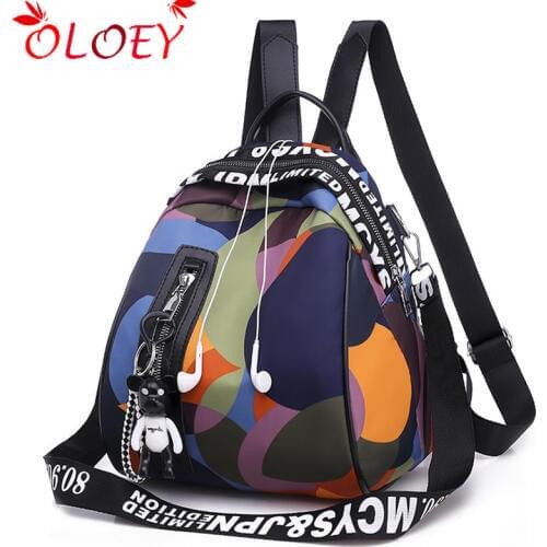 2020 new ladies bear pendant Multifunction backpack high quality youth color backpack girl casual large capacity Bags for women
