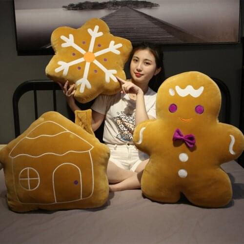 Cartoon Gingerbread Man Plush Toys Biscuit Man Stuffed Soft Snowman Cute Pillow Cushion Kawaii Xmas Birthday GIft for Kids Baby
