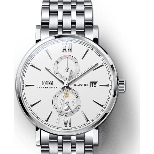 Lobinni Seagull Movement Mens Mechanical Watch Waterproof Leather Male Wrist Watch Fashion Switzerland Luxury erkek kol saati