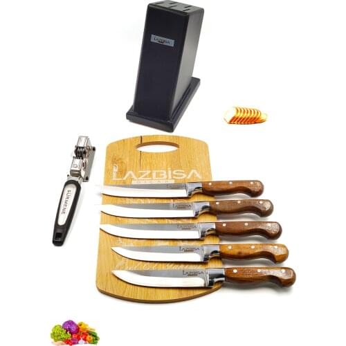 Knife Chef Knife Set Lazbisa Kitchen Knife Set Sharpener Cutting board Billet Meat Bread Vegetable Fruit Knife
